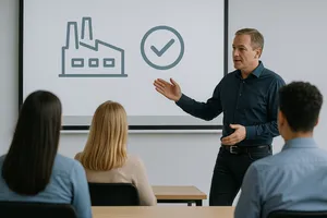 Brandschutzhelfer hält individuell angepasste Schulung