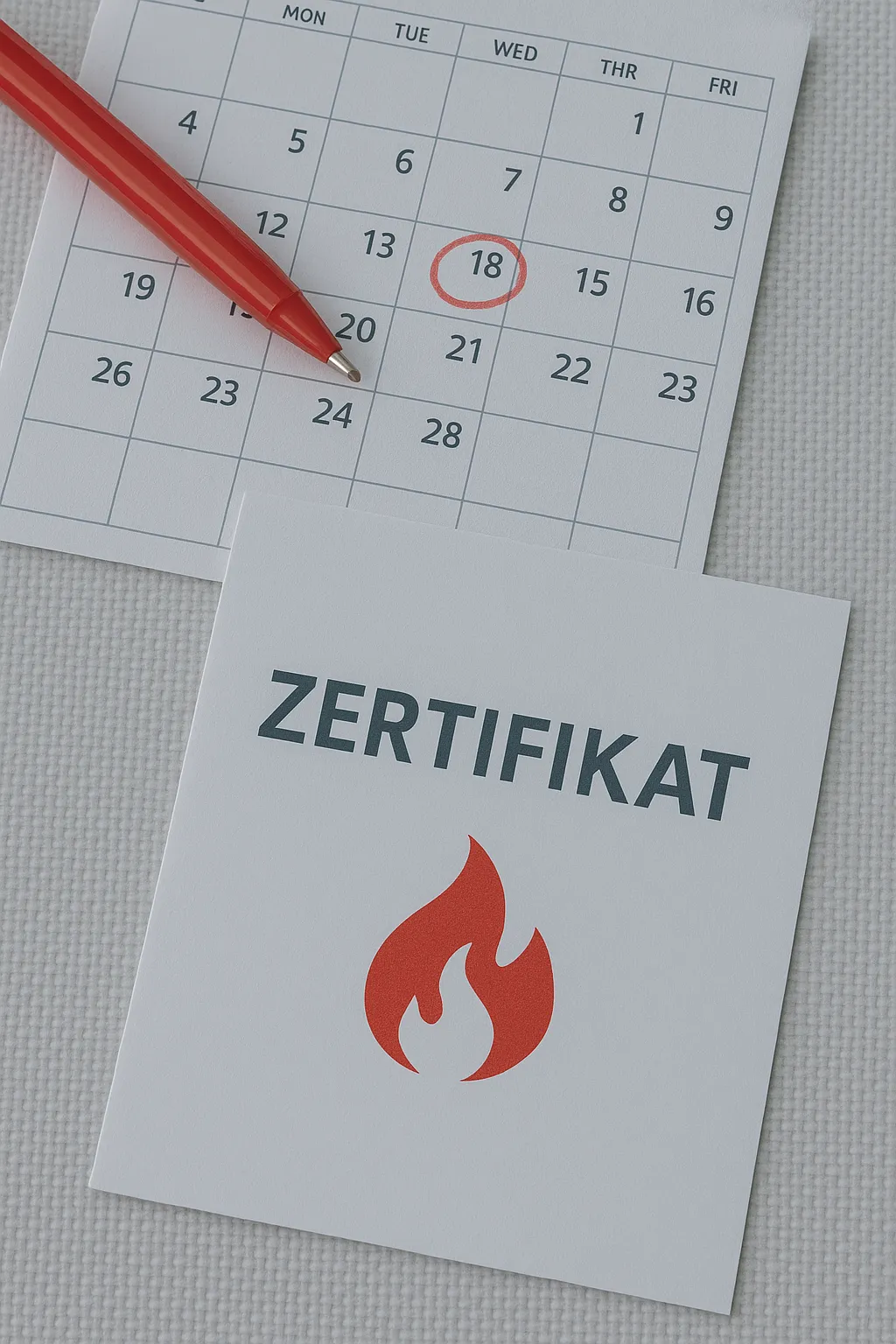 Kalender mit Zertifikat zur Brandschutzhelfer Ausbildung
